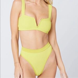 NEW! LSpace Set Ribbed Lee Lee Top with Frenchi Bitsy Bottom in Green Apple M